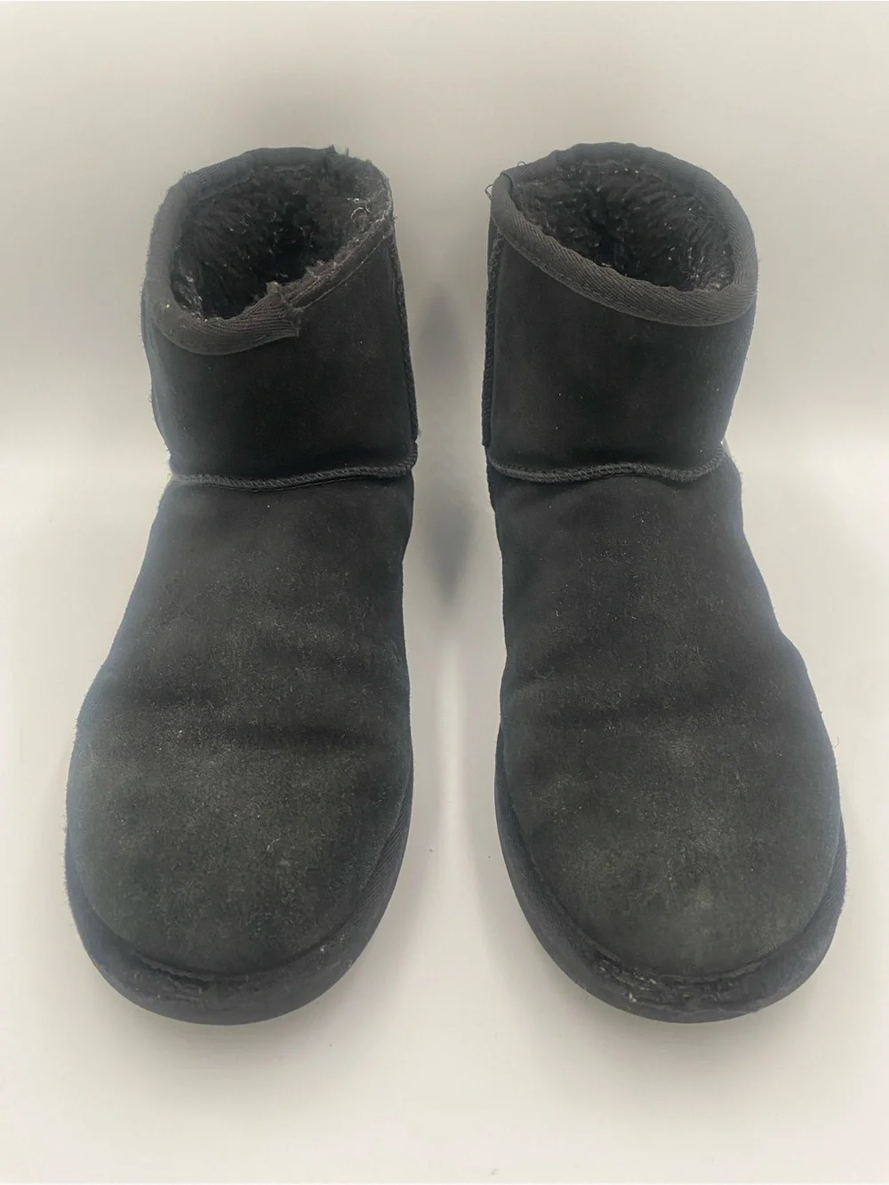 UGG Classic Mini Side Logo Black Suede Boots Women's Size 10